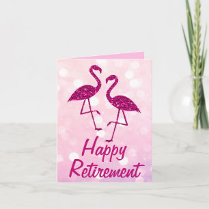 Retirement pink flamingo Custom text Greeting Card