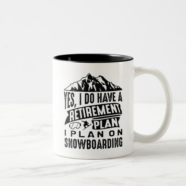 Retirement Plan Snowboarding Two-Tone Coffee Mug (Right)