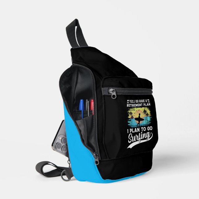 Retirement Plan: Surfing & Sunsets Sling Bag (Open)
