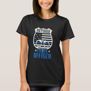 Retirement Police Officer Blue Thin Line Flag T-Shirt