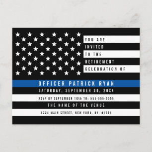 Retirement Police Thin Blue Line American Flag Postcard