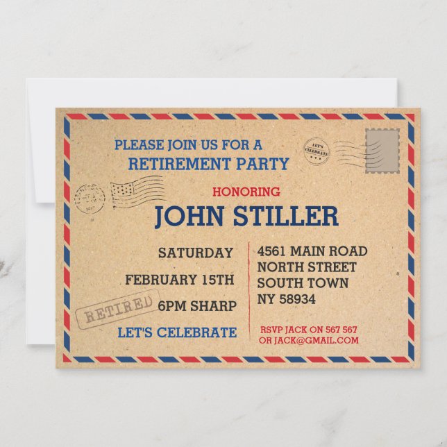 Retirement Postcard Mail Post Invite Invitation (Front)