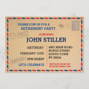 Retirement Postcard Mail Post Invite Invitation