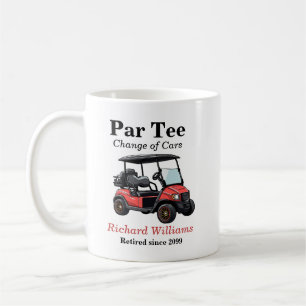 Retirement Red Golf Cart Par Tee Themed Coffee Mug
