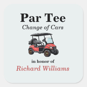 Retirement Red Golf Cart Par Tee Themed Square Sticker