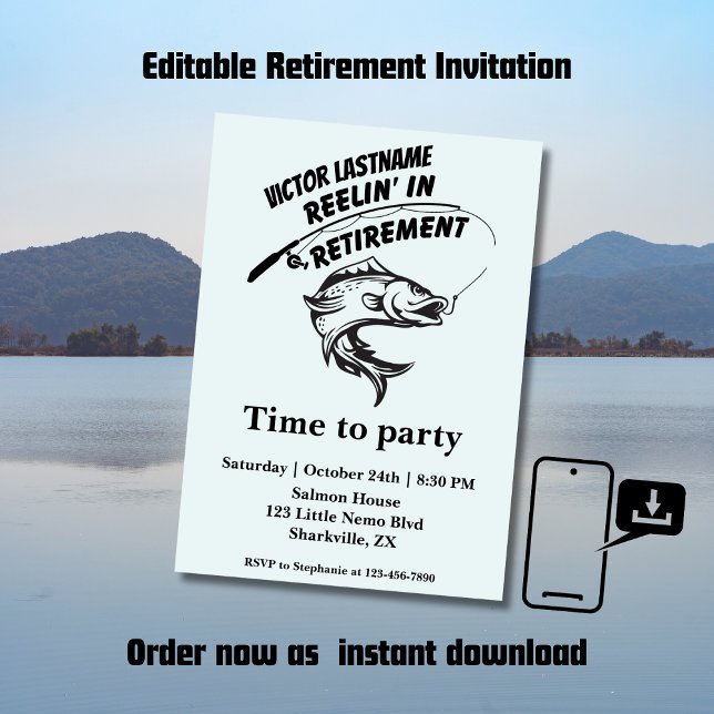 retirement reeling in retirement fishing rod invitation (Creator Uploaded)