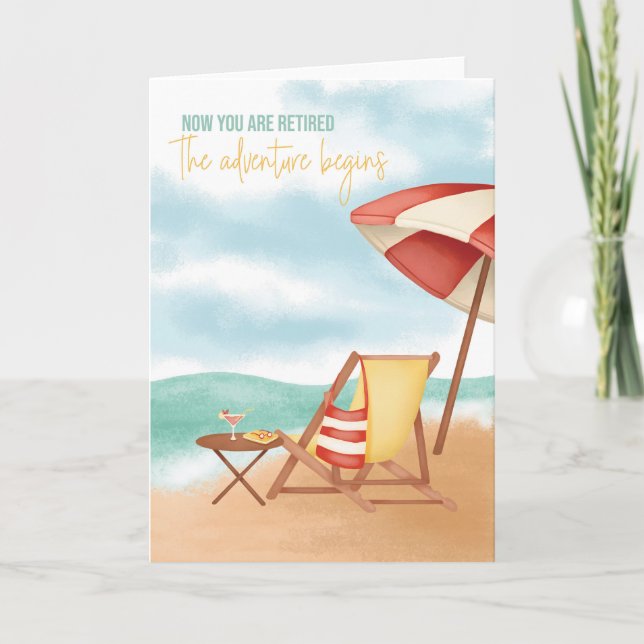 Retirement Relaxing Beach New Adventures Card (Front)