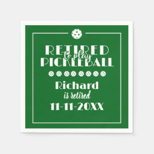 Retirement Retired to Play Pickleball Modern Green Napkin