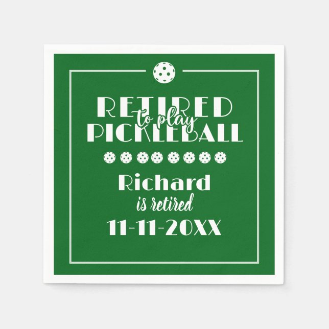 Retirement Retired to Play Pickleball Modern Green Napkin (Front)