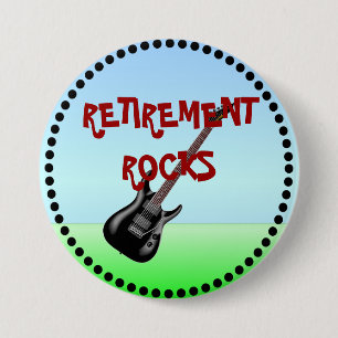 Retirement Rocks with Black Frame 7.5 Cm Round Badge