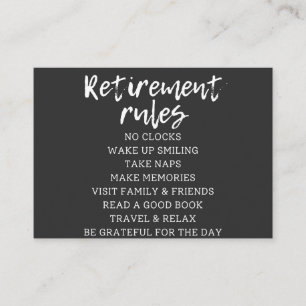 Retirement Rules Sign, Retirement Gift Sign Business Card