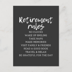 Retirement Rules Sign, Retirement Gift Sign Postcard