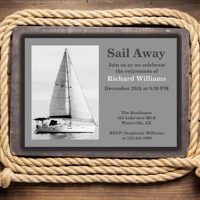 Retirement sailing Sail Away Sailboat formal Invitation (Creator Uploaded)