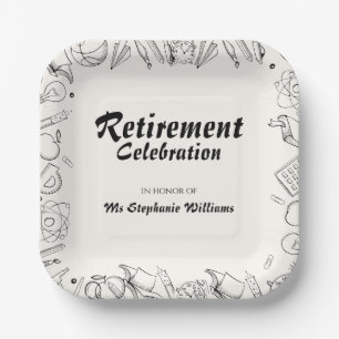 Retirement School Teacher Celebration Party  Paper Plate