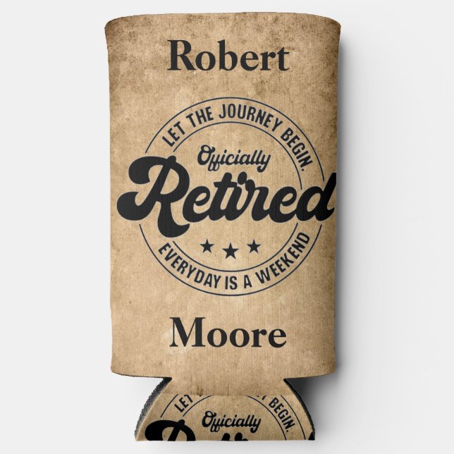 Retirement  seltzer can cooler (Front)