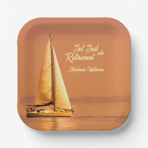 Retirement Set Sail into Retirement Sail Nautical  Paper Plate