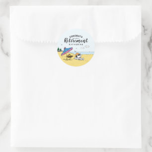 Retirement   Snoopy & Woodstock on the Beach Classic Round Sticker