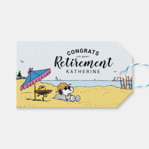 Retirement   Snoopy & Woodstock on the Beach Gift Tags