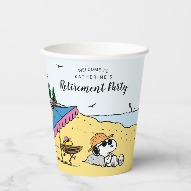 Retirement | Snoopy & Woodstock on the Beach Paper Cups (Front)