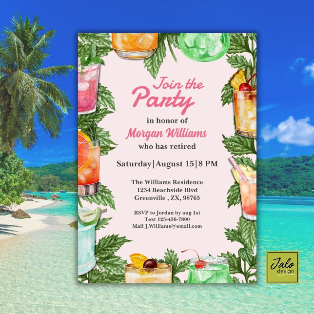 Retirement Summer Backyard Cocktail Party  Invitation (Creator Uploaded)
