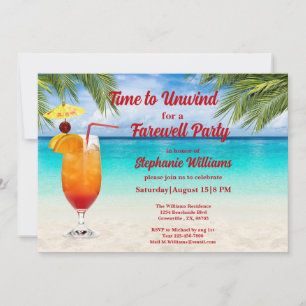 Retirement Summer Farewell Cocktail Beach Party Invitation