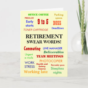 Retirement Swear Words   Retirement Joke Humour Card