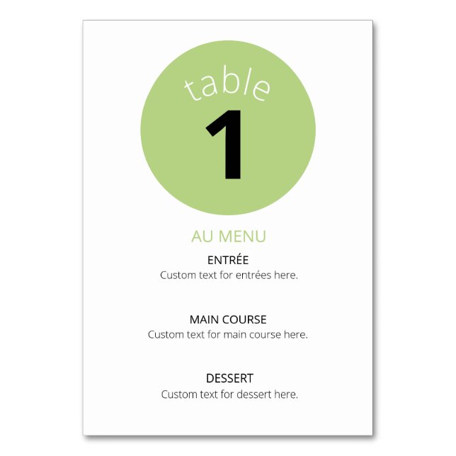 retirement table number (Front)