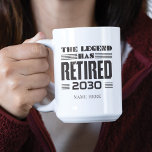 Retirement The Legend Has Retired Two-Tone Coffee Mug<br><div class="desc">This cute parting gift is bound to make someone's day at their retirement party. Add the year of retirement and a name by clicking on  "Personalise" button above. 
Makes a great leaving gift for your best coworker or boss</div>