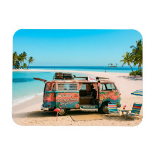 Retirement Themed Van on Tropical Beach Magnet