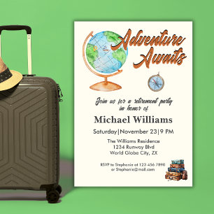 Retirement Travel Adventure Awaits Globe  Invitation
