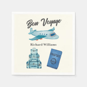Retirement Travel Adventure Bon Voyage Plane  Napkin