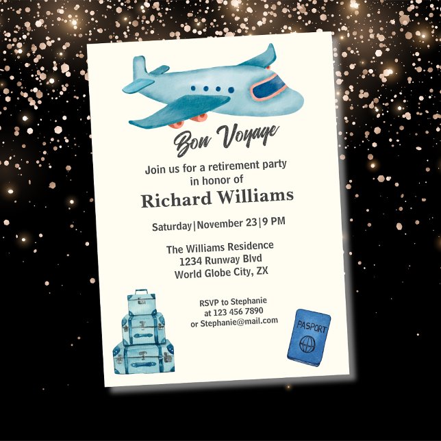 Retirement Travel Adventure Plane Invitation (Creator Uploaded)