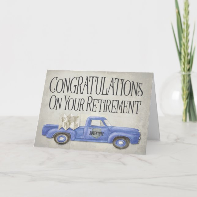 Retirement Travel Adventure Truck Congratulations Card (Front)