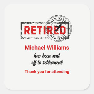 Retirement Travel Post Stamp Grunge Square Sticker