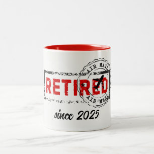 Retirement Travel Post Stamp Grunge Two-Tone Coffee Mug