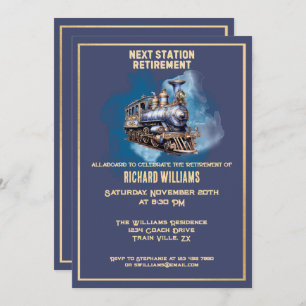 Retirement Travel Rolling Train Next Station   Invitation