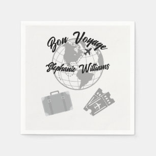 Retirement Travel Theme Party Bon Voyage Globe Napkin