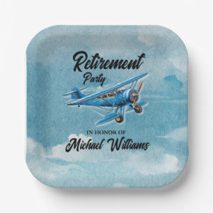 Retirement Travel Themed Party Plane Vintage Paper Plate