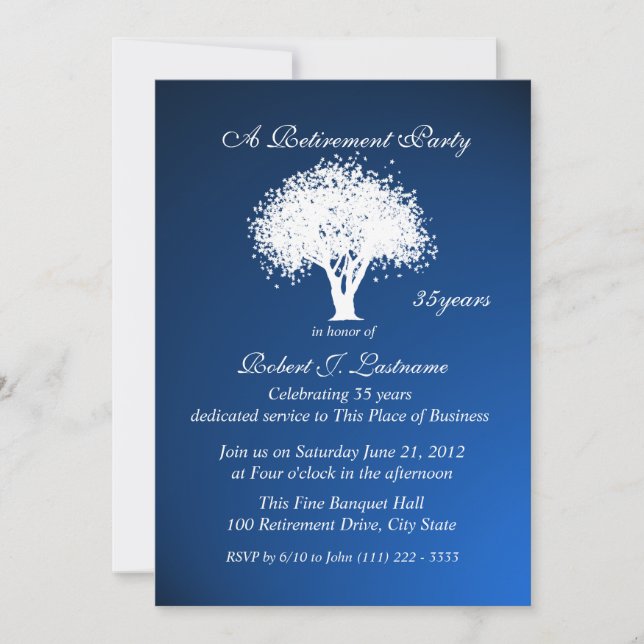 Retirement Tree Silhouette Invitation (Front)