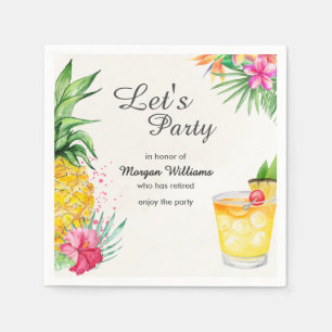 Retirement Tropical Summer Cocktail Party Napkin
