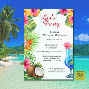 Retirement Tropical Summer Dine & Cocktail Party  Invitation