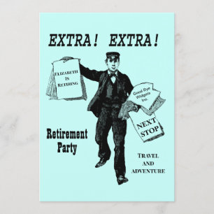 Retirement Vintage Newspaper Man Personalised Invitation