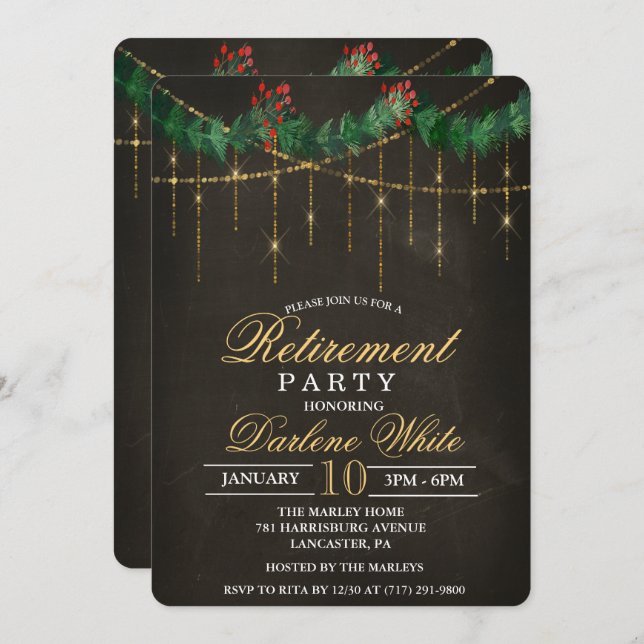 Retirement Winter Holiday Party Invitation (Front/Back)