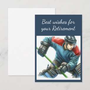 Retirement wishes Boys Hockey Player Coach  Thank You Card
