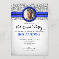 Retirement With Photo - Royal Blue Silver
