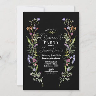 Retirement Womens Wildflowers Floral Ditsy Dark Invitation