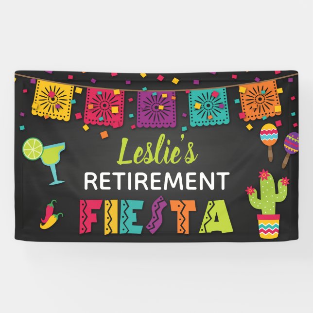 Retirment Fiesta Banner with Margarita (Horizontal)