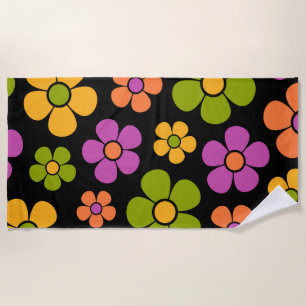 Reto 1960s Style Mid Mod Floral Pattern Beach Towel