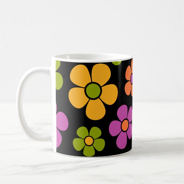Reto 1960s Style Mid Mod Floral Pattern Coffee Mug (Left)