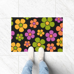 Reto 1960s Style Mid Mod Floral Pattern Doormat